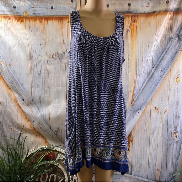 Papillon Dresses & Skirts - Papillon Blue LG Boho Sleevless Dress w Pockets